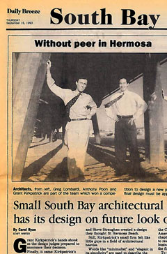 Greg Lombardi and me, first of hundreds of local and national articles, Daily Breeze, 1993