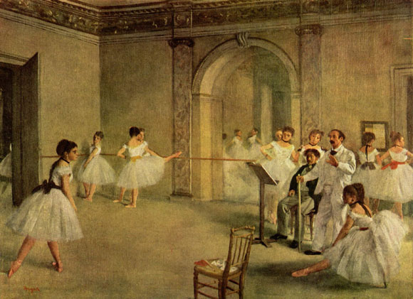 Ballet Rehearsal on the Set, by Edgar Degas, 1874