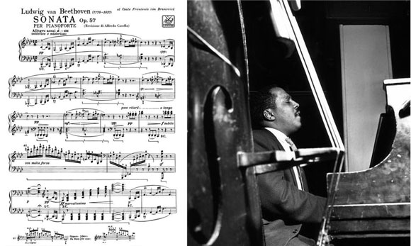 left: Piano Sonata No. 23 in F minor, Opus 57, the “Appassionata,” by Ludwig van Beethoven (1805); Bud Powell (photo from thejazzlabels.com)